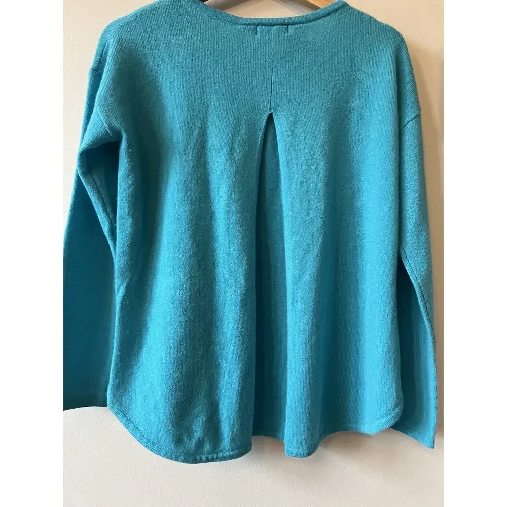Premise Cashmere Sweater Split Back Ladies Small Blue